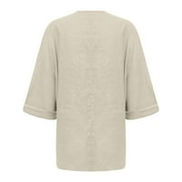 Floleo женски върхове с дълъг ръкав просвета плюс размери ризи модни блузи солиден цвят дълъг ръкав свободен памук и ленено разхлабена риза v-образно деколте ежедневно