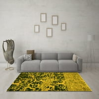 Ahgly Company Indoor Round Abstract Yellow Modern Area Rugs, 4 'кръг