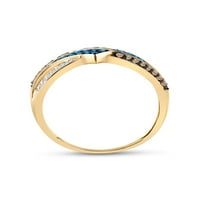 10k жълто злато синя диамантен лента пръстен cttw
