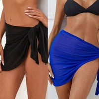 haxmnou жени плаж саронгс чист покрива лишени мрежести бикини опаковки за бански костюми син XL