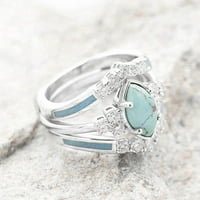 Пръстен комплект естествен тюркоазени диамантени пръстени на майчин ден рожден ден бижута за бижута за жени