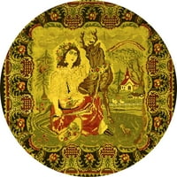 Ahgly Company Indoor Round Medallion Yellow French Area Cured, 6 'кръг