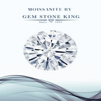 Gem Stone King 18K Rose Gold Платен сребърен 3-каменна пръстен създаден Ruby Moissanite Red