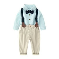 Rovga Boy Outfit Toddler Kids Baby Bowtie Gentleman тениска върхове суспендер панталони