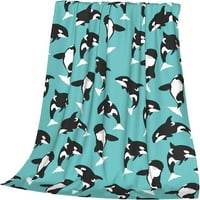 Убиец на кит orca хвърляне на одеяло фланел руно одеяло супер меки уютни одеяла, идеални за диван за хол диван декоративен