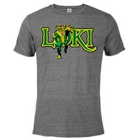 Marvel Loki Retro Comic-Смесена тениска с къс ръкав за възрастни-Персонализирана графитна снежна хедър