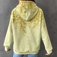 Качулки за жени, женски флорален принтен пуловер с качулка с теглене качулка есен зимни дълги ръкави блуза върхове с джоб