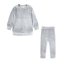 Тоалети за малко дете за момиче деца бебе момче дрехи унизирайте твърд потт костюм с дълъг ръкав топъл пуловер върхове панталони комплект есен зима пижама