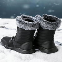 Daeful дамски среден телешки обувка дантела зимни обувки топла облицовка плюшени снежни ботуши на открито ежедневно устойчиво нахлуване с кръг пръст черно 7.5