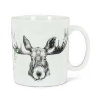 Abbott Collection AB-27-Mug-Cn- in. Forest Prince Moose Jumbo халба, бяло и сиво