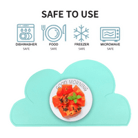 Kids Placemat - Силиконова форма на облак Плакат Неплъзгаща се за бебешки малки деца, преносима храна за многократна употреба на място за пътуване за пътуване