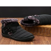 Gomelly Womens Snow Boots Неплъзгащи се глезени Ботуши Плоска зимна обувка Небрежни топли обувки Разходки на открито черно 6.5