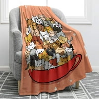 Tree Teacup котки одеяло оранжево меко топло припечатване на одеяло за деца подарък за възрастни офис