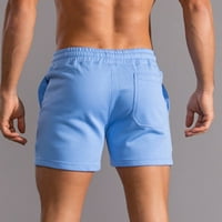 Мъжки къси панталони Cllios, мъже солидни памучни панталони с триточкови панталони спортни еластични шорти от дантела в средна талия