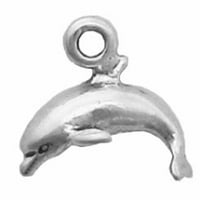 Стерлинг сребро 7 гривна за очарование с прикрепен мини делфин, който скача в ляв чар