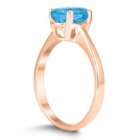 Женски овален пасианс 8x син топаз пръстен в 10K розово злато