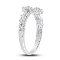 14k бяло злато Baguette Diamond Bypass Band Ring Cttw