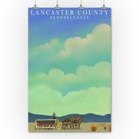 Lancaster County, Пенсилвания, трактор в полето, лито