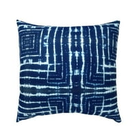 Памучен сатен шам, евро - индиго синьо хипи вратовръзка багрило shibori абстрактни квадрати японски печат по поръчка с постеля с лъжица