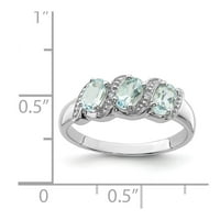 Бели стерлингови сребърни пръстени Gemstone Aquamarine Oval Blue Diamond