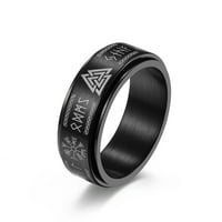 Винтидж викинг рун пръстен мъже жени въртящи се скандинавски неръждаема стомана Один Триъгълник Пънк Амулет Бижута подарък-7