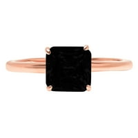 2. CT Brilliant Asscher Cut Clear Simulated Diamond 18K Rose Gold Politaire Ring SZ 9.75