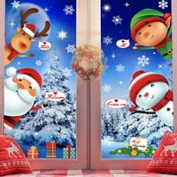 Коледна снежинка прозорци се вкопчва стикери за стъкло, коледни декали декорации празник на снежинка Дядо Коледа.