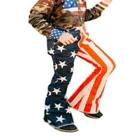 Каруедоо майка и дъщеря, съвпадащи с панталони, 4 юли Жени момиче звезда раиран американски флаг Бел дънки Дънки Деца s