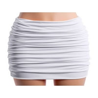 Женска пола на Mialoley, плътно цвят на талията с висока талия, плисирана мини пола за парти за запознанства