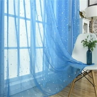 Tutunaumb New Hot on Sale Leaves Cheer Curtain Tulle Terect Voile Drape Valance Panel Fabric-Dark Blue