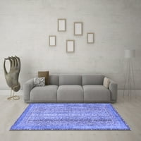 Ahgly Company Machine Wareable Indoor Square Резюме сини килими от модерна зона, 3 'квадрат