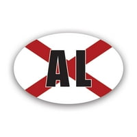 Алабама флаг Овален стикер Декол - самозалепващ винил - устойчив на атмосферни влияния - направен в САЩ - V al Euro
