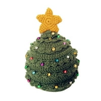 Коледна плетена шапка очарователна коледно дърво, оформено със звездна плетене на една кука шапка за жени мъже възрастни