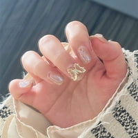 Kisor Press On Nails Среден дизайн, фалшиви нокти чисти и залепете на ноктите, поставени с лепилни раздели за нокти за жени,043