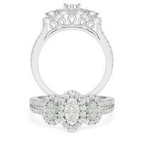 Карат IGL сертифициран диамант 10k бяло злато клъстер Halo годежен пръстен за жени - Идеален годеж или юбилеен пръстен