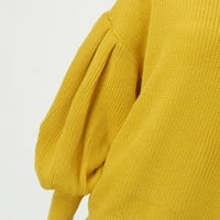 Пуловери за жени Turtleneck Дълъг батвен ръкав Асиметричен подгъва небрежно плетено есен и зимен комфорт пуловер