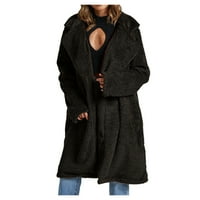 Зимни палта за жени топло изключване на яката с дълъг ръкав твърд тънък дълъг яке