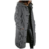 Жени качулка жилетка с голям размер пуловер джоб едно едно гърди дълги ръкави палто удобно свободно прилепване на яке с дълъг ръкав