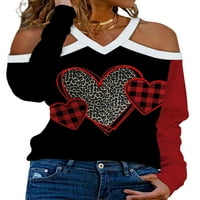 Cindysus жени тениска с дълъг ръкав Tee v Neck Thish Party Pullover Casual Tunic Blouse Style B XL
