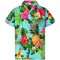 Тениски за деколте жени женски тениски за юноши цветя листа блуза ананас фънки риза предни ч. Женски хавайски печат жени ризи ризи