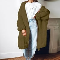 Жилетка за жени модни плетени твърди ежедневни жилищни пуловери от жилетка от жилищна армия зеленина S