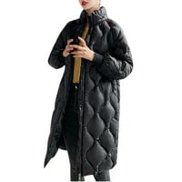 Softmallow Зимни якета палта за жени, зимна мода жена средна дължина и удебелена средна стендарна яка с памучно яке коледни подаръци за жени